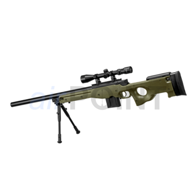 WELL L96 AWP UPGRADED - Sniper Rifle Set - OD - BOLT ACTION AIRSOFT