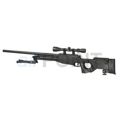 WELL AW .338 UPGRADED - Sniper Rifle Set - Black - BOLT ACTION AIRSOFT