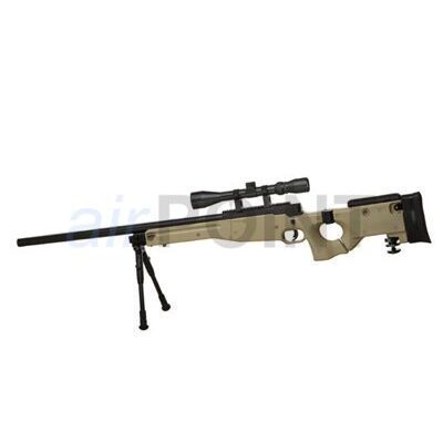 WELL AW .338 UPGRADED - Sniper Rifle Set - Tan - BOLT ACTION AIRSOFT