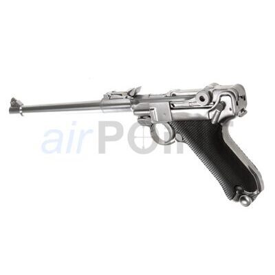 WE P08 - 8 INCH Full Metal - Pistole - Silver - GBB AIRSOFT