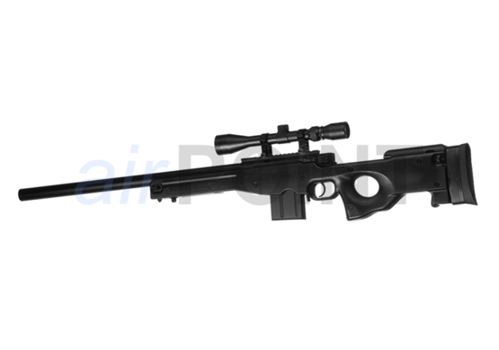 WELL L96 AWP UPGRADED - Sniper Rifle Set - Black - BOLT ACTION AIRSOFT