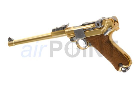 WE P08 - 8 INCH Full Metal - Pistole - Gold - GBB AIRSOFT