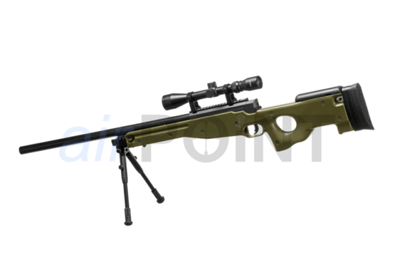 WELL L96 UPGRADED - Sniper Rifle Set - OD - BOLT ACTION AIRSOFT