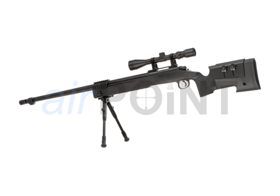 WELL MB16 - Sniper Rifle Set - Black - BOLT ACTION AIRSOFT