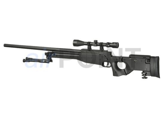 WELL AW .338 UPGRADED - Sniper Rifle Set - Black - BOLT ACTION AIRSOFT