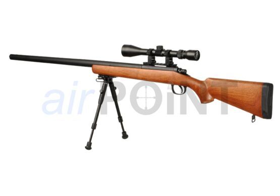 WELL SR-1 - Sniper Rifle Set - Imitation Wood -  BOLT ACTION AIRSOFT