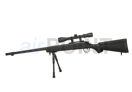 WELL SR-4 - Sniper Rifle Set - Black - BOLT ACTION AIRSOFT