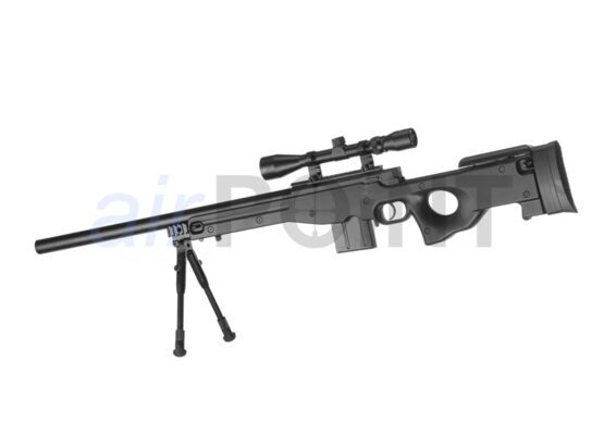 WELL L96 AWP - Sniper Rifle Set - Black - BOLT ACTION AIRSOFT