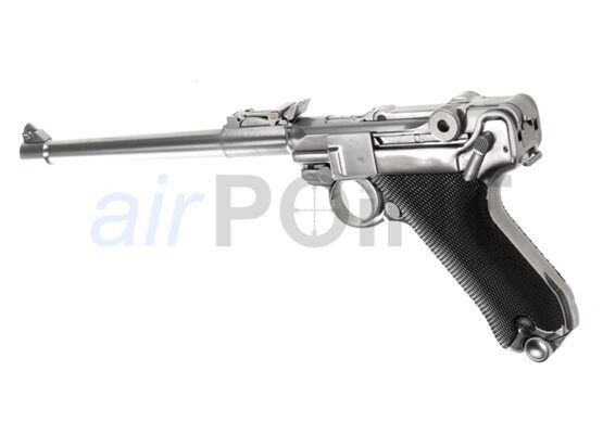 WE P08 - 8 INCH Full Metal - Pistole - Silver - GBB AIRSOFT